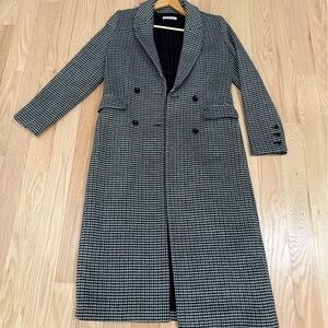 Reformation York Coat in Black and White Houndstooth